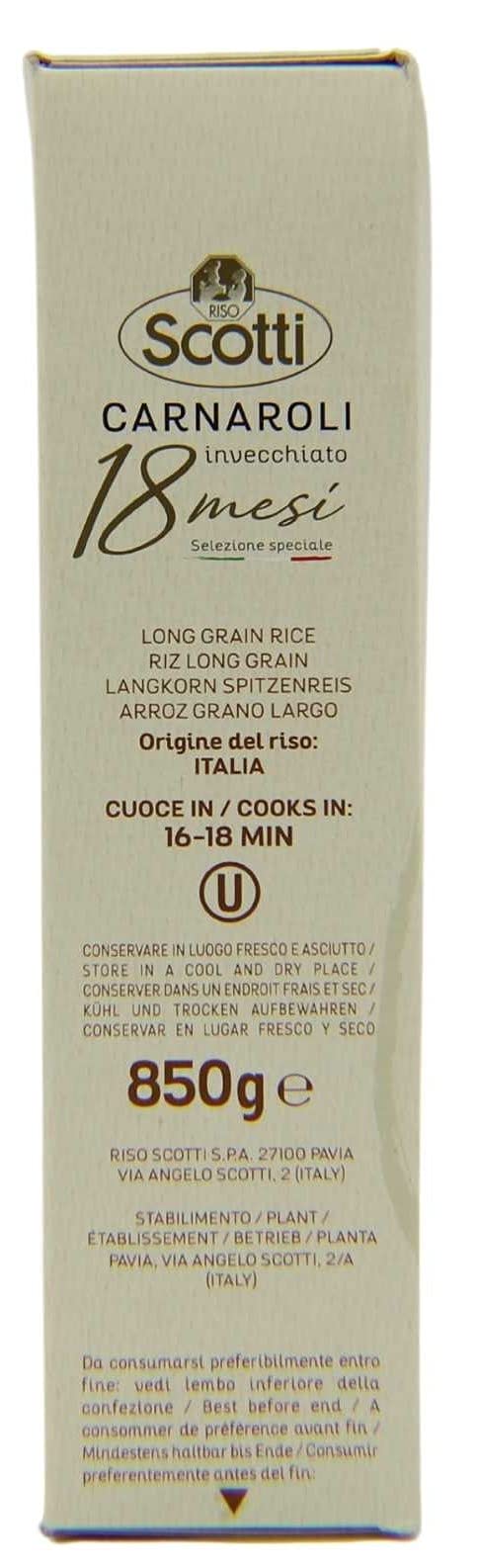 Riso Scotti Carnaroli raw grains highlight long-grain texture ideal for al dente risotto