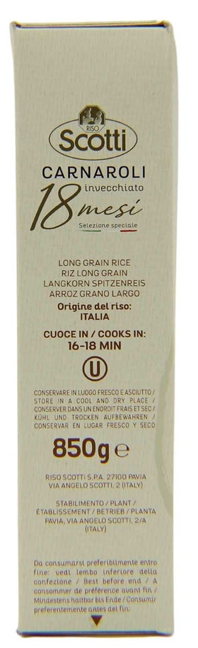 Riso Scotti Carnaroli raw grains highlight long-grain texture ideal for al dente risotto