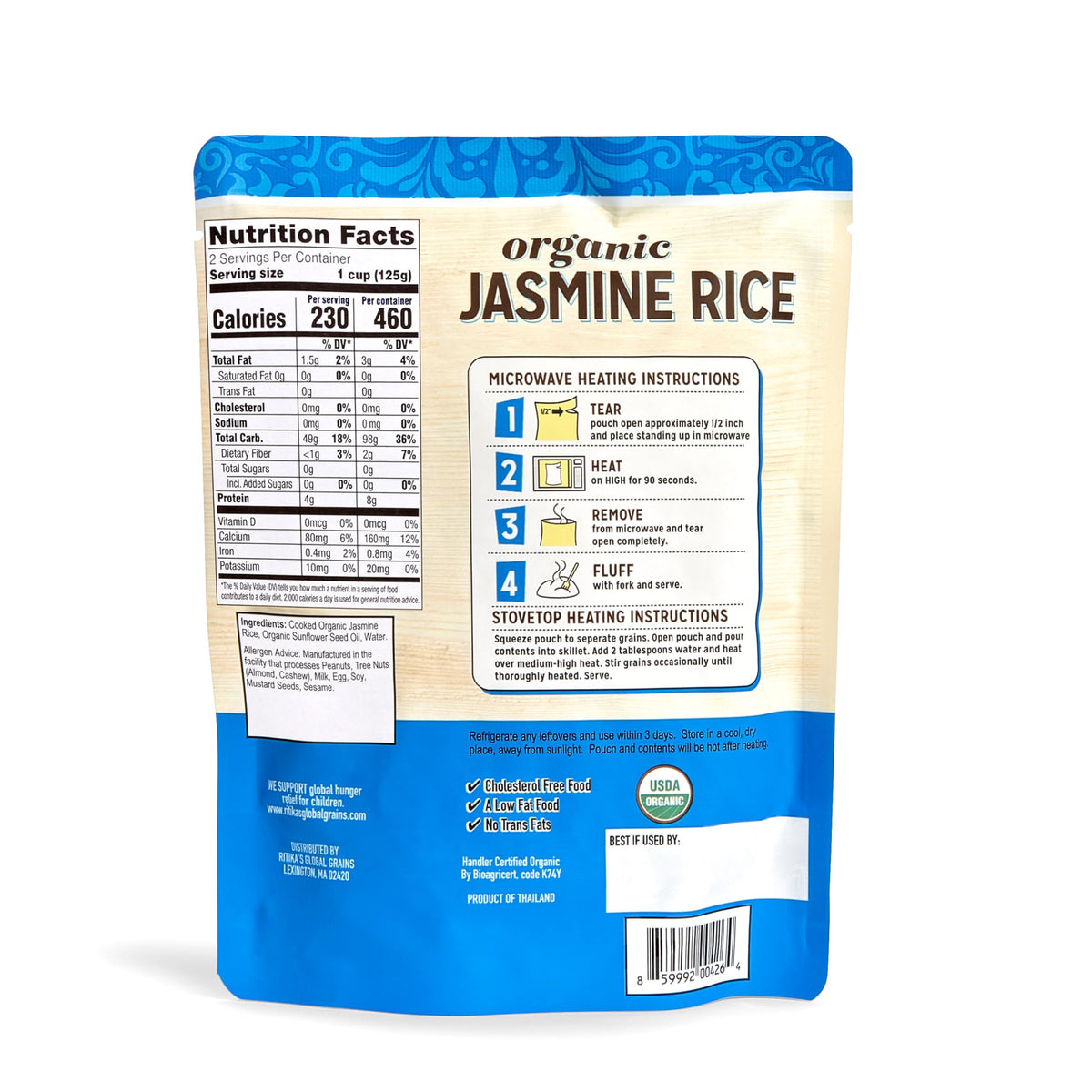 Ritika's Global Grains 90-second ready rice demonstrates quick microwave convenience for busy weeknights.