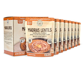 Ritika’s Global Grains Madras Lentils ready-to-serve pack in a kitchen setting