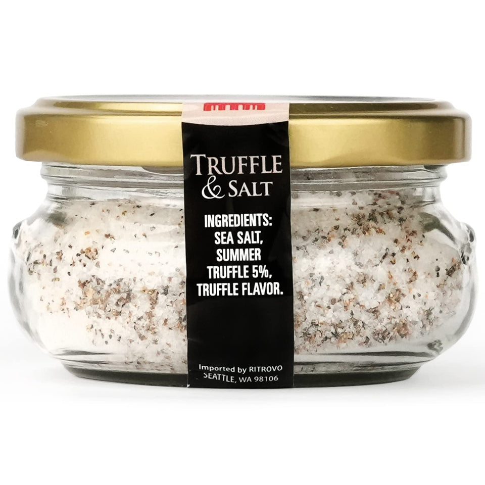 RITROVO SELECTIONS Casina Rossa Truffle Salt jar enhances pasta, eggs, and potatoes with rich aroma