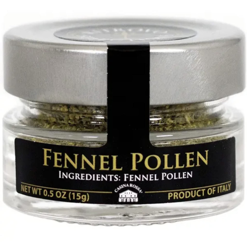 Ritrovo Selections fennel pollen jar front view boosts Italian flavor.