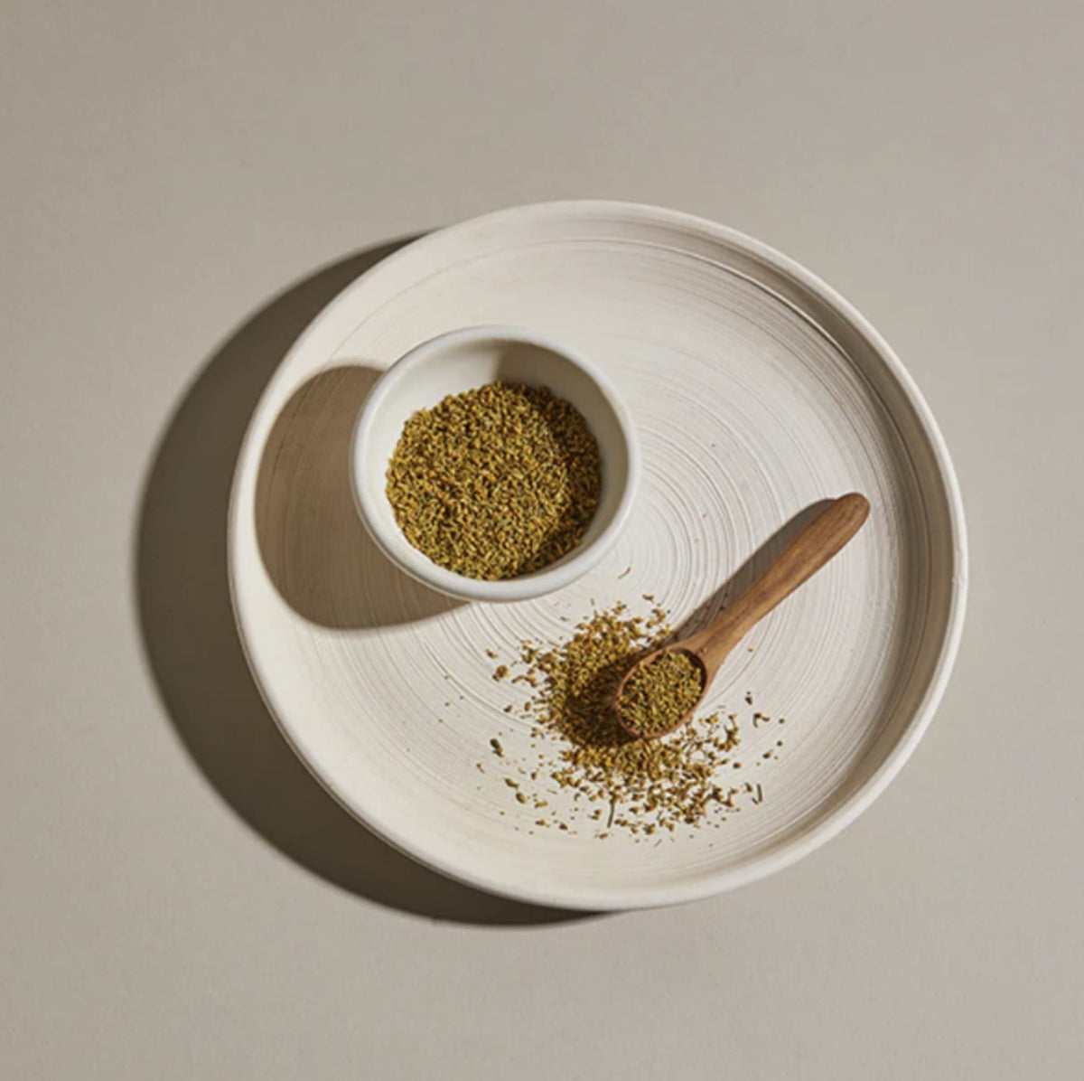 Ritrovo Selections fennel pollen olive oil dip shows citrus and honey accents.