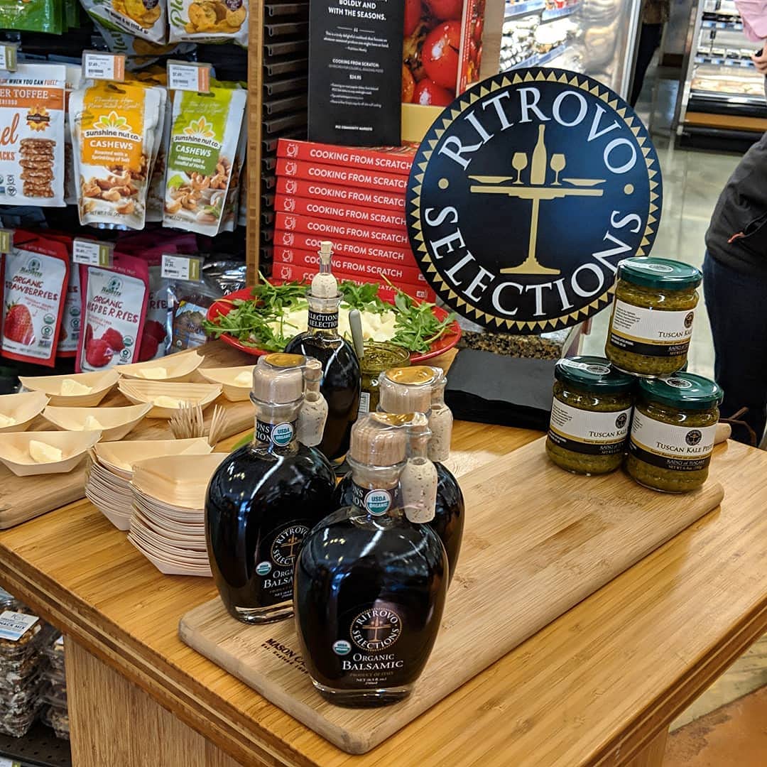 Ritrovo Selections Organic Balsamic Vinegar pour highlights a thick, balanced glaze.