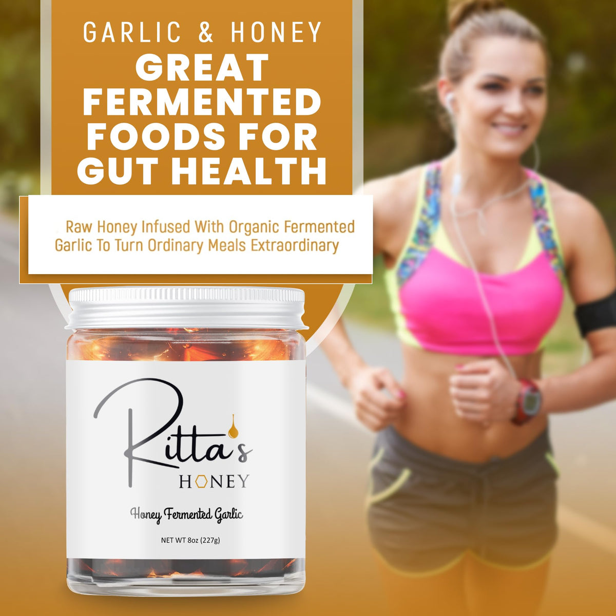 Ritta's Honey allicin-rich infusion close-up for a robust kitchen scent.