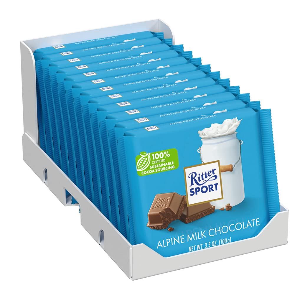Ritter Sport Alpine Milk Chocolate melt close-up illustrating smooth, creamy dissolve.