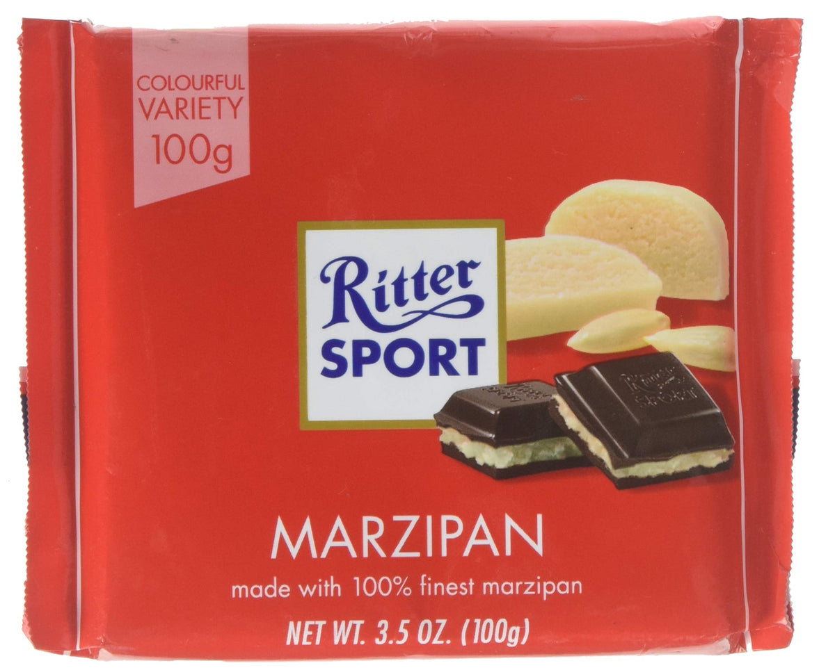 Ritter Sport Marzipan bar close-up, a premium treat suitable for gifting or everyday enjoyment.