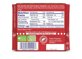 Ritter Sport Nut Class Dark packaging and label showing brand quality.