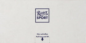 Ritter Sport white chocolate with whole hazelnuts, pack display, ideal for gifting or sharing.