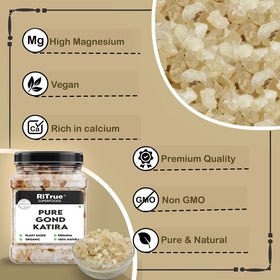 RiTrue gond katira crystals with milk, for a creamy beverage preparation.