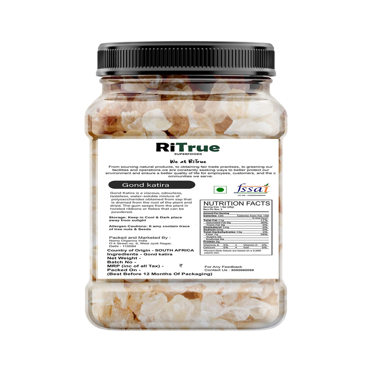 RiTrue 300 g gond katira packaging shown for home use.