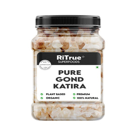 RiTrue gond katira crystals in a jar, ready to thicken desserts and beverages.
