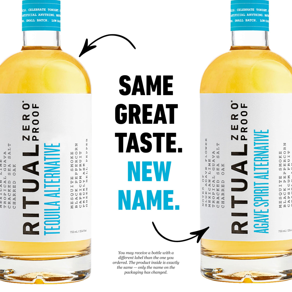 Ritual Zero-Proof agave spirit pour demonstrates easy 1:1 swap.