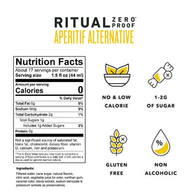 Ritual Zero-Proof aperitif spritz glass showcases a vibrant, non-alcoholic spritz for gatherings.