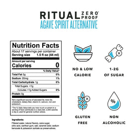 Ritual Zero-Proof margarita glass highlights a vibrant, non-alcoholic option.