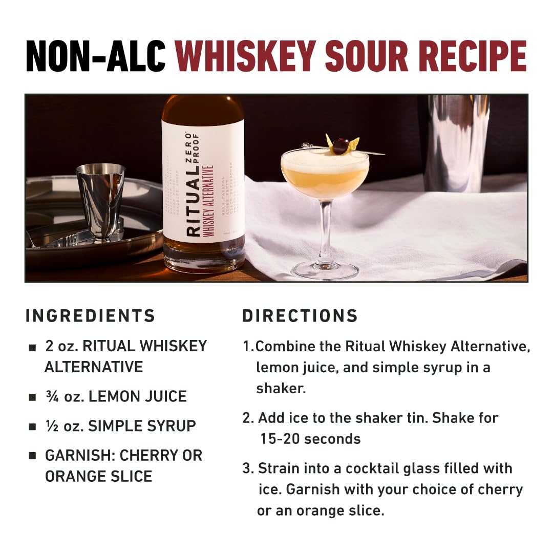 Ritual Zero-Proof label close-up highlighting award-winning flavor notes