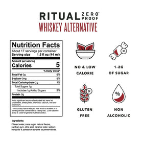 Ritual Zero-Proof whiskey being poured into a glass for non-alcoholic drinks