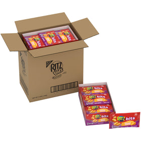 RITZ Bits Cheese Sandwich Crackers 48-pack box, ideal for bulk stocking and quick snacks.