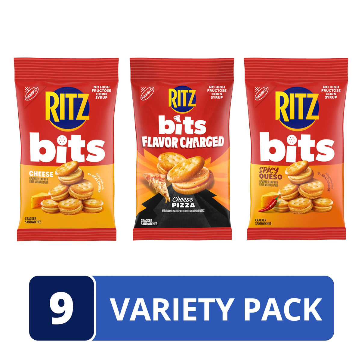 RITZ Bits Cheese Sandwich Crackers offer classic cheesy crunch.