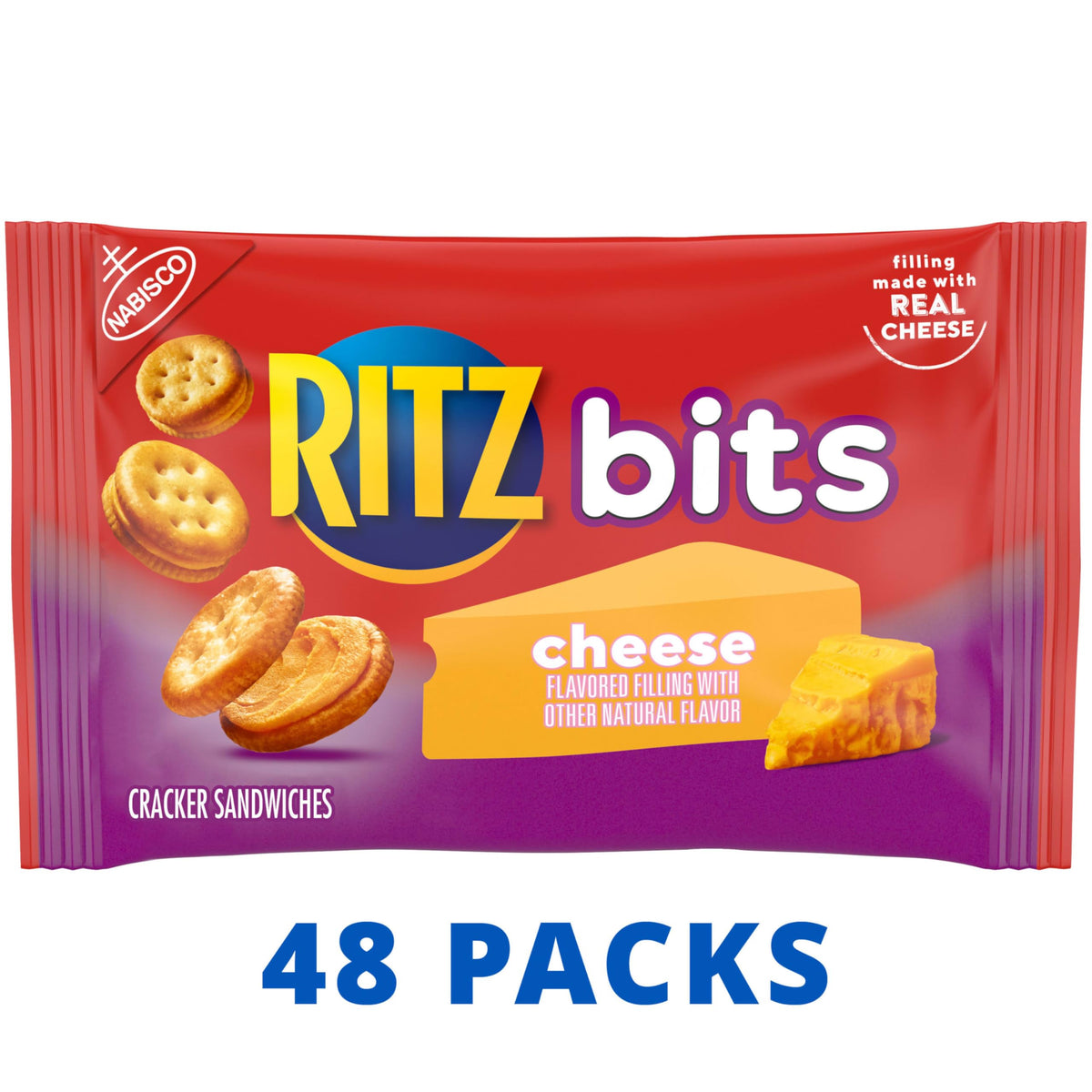 Crunchy texture closeup highlights the classic buttery crunch of Ritz Bits.