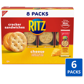 Ritz Cheese Sandwich Crackers individual wrappers highlight portable portions.