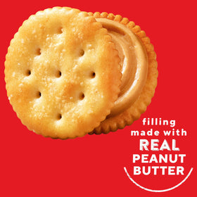 Crispy round crackers paired with creamy peanut butter provide a lightly salty, satisfying bite.
