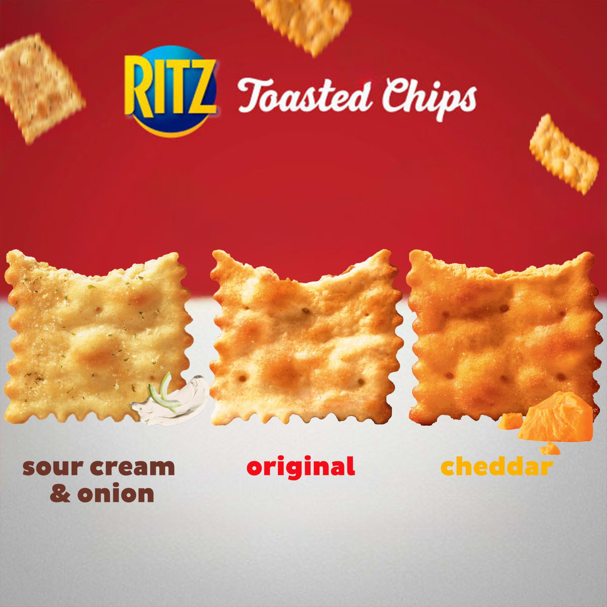 RITZ Toasted Chips cheddar bag delivering bold flavor for game night.