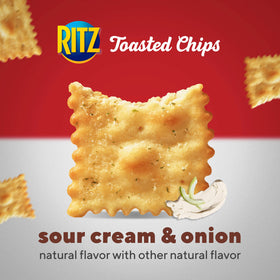 RITZ Toasted Chips Sour Cream and Onion crackers ready for dipping.