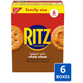 Ritz Whole Wheat Crackers six-pack bulk box detail for easy storage