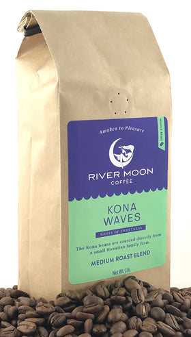 River Moon Kona Waves packaging with bleeder valve preserves aroma and freshness.