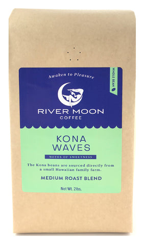 River Moon Kona Waves whole bean ready for a smooth morning brew