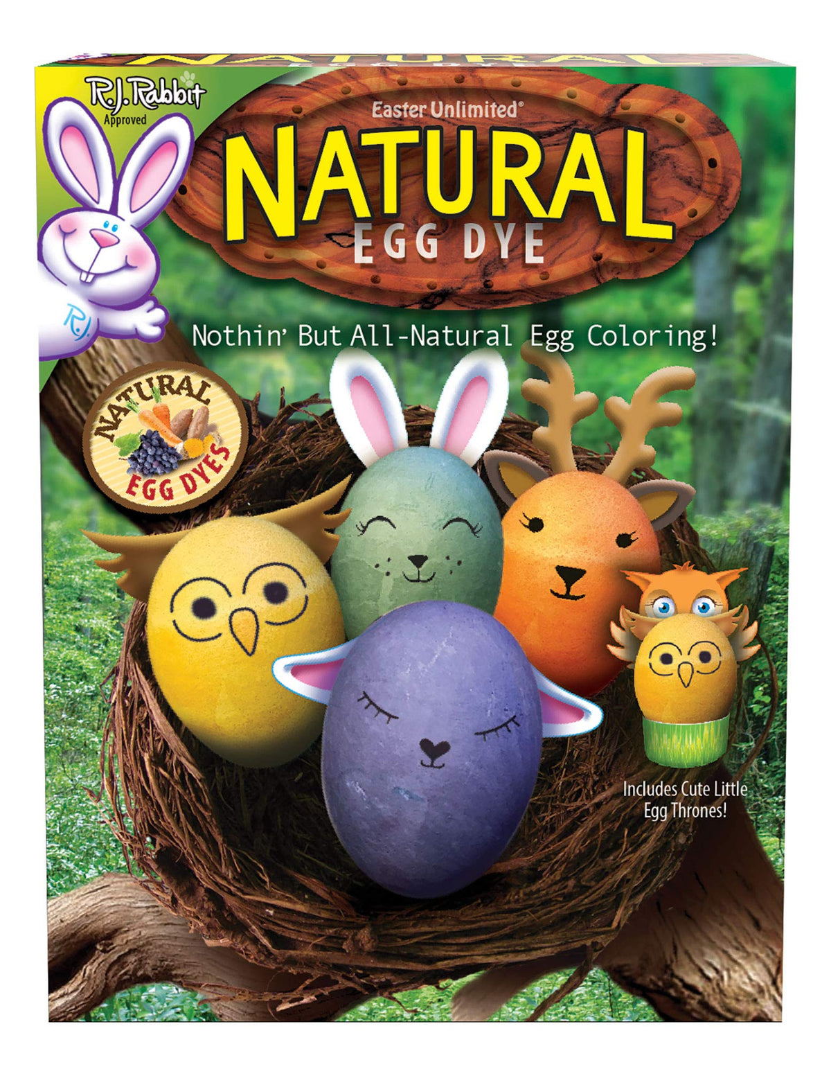 R.J. Rabbit Natural Easter Dye Kit front view showcases all-natural colors for Easter crafts