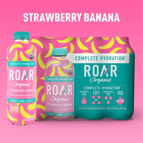 ROAR Complete Hydration bottle side view highlighting portable electrolyte boost