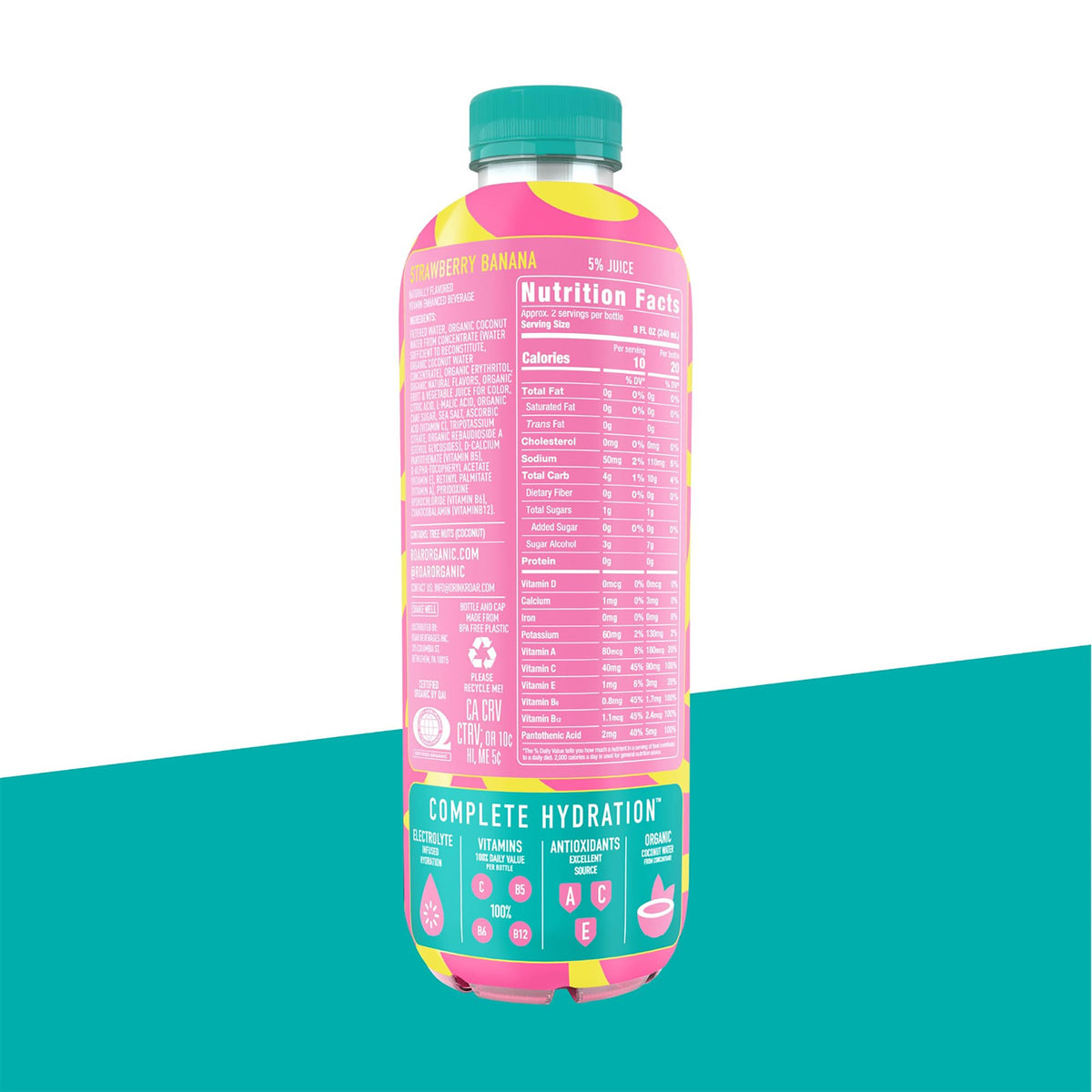 ROAR Complete Hydration bottles on shelf for family-friendly refreshment