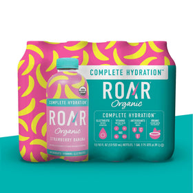 ROAR Complete Hydration glass with ice demonstrates a refreshing, low-calorie flavor