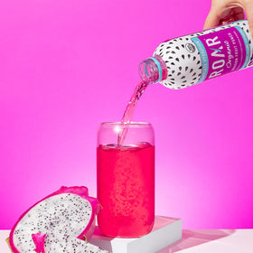ROAR Complete Hydration Organic bottle with ice emphasizes refreshing hydration