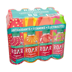 ROAR Complete Hydration Strawberry Lemonade bottle highlights vitamin C for everyday refreshment.
