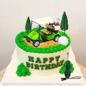 Roaring Good Time golf bags cake topper brings a sporty touch to celebrations