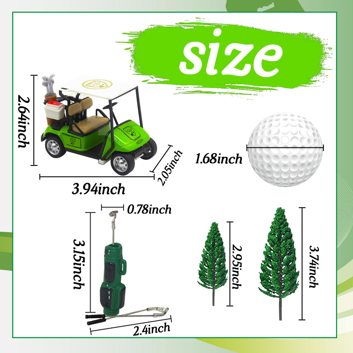 Roaring Good Time green golf ball cake topper creates a vivid theme accent for your cake