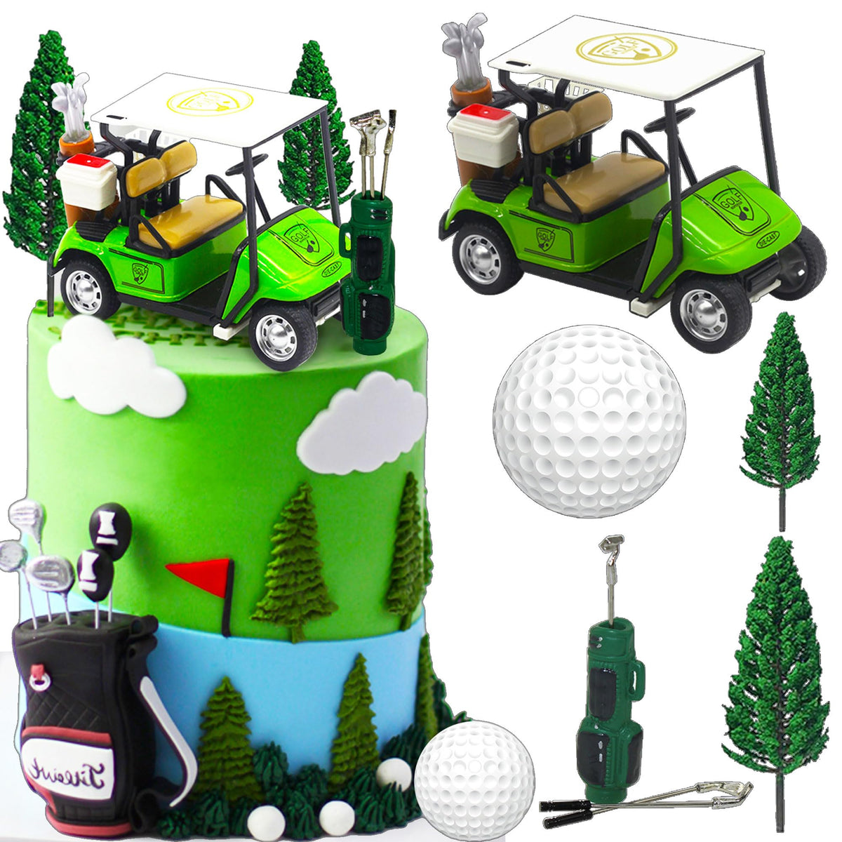 Roaring Good Time luxury golf cake decoration adds a stylish centerpiece to your cake