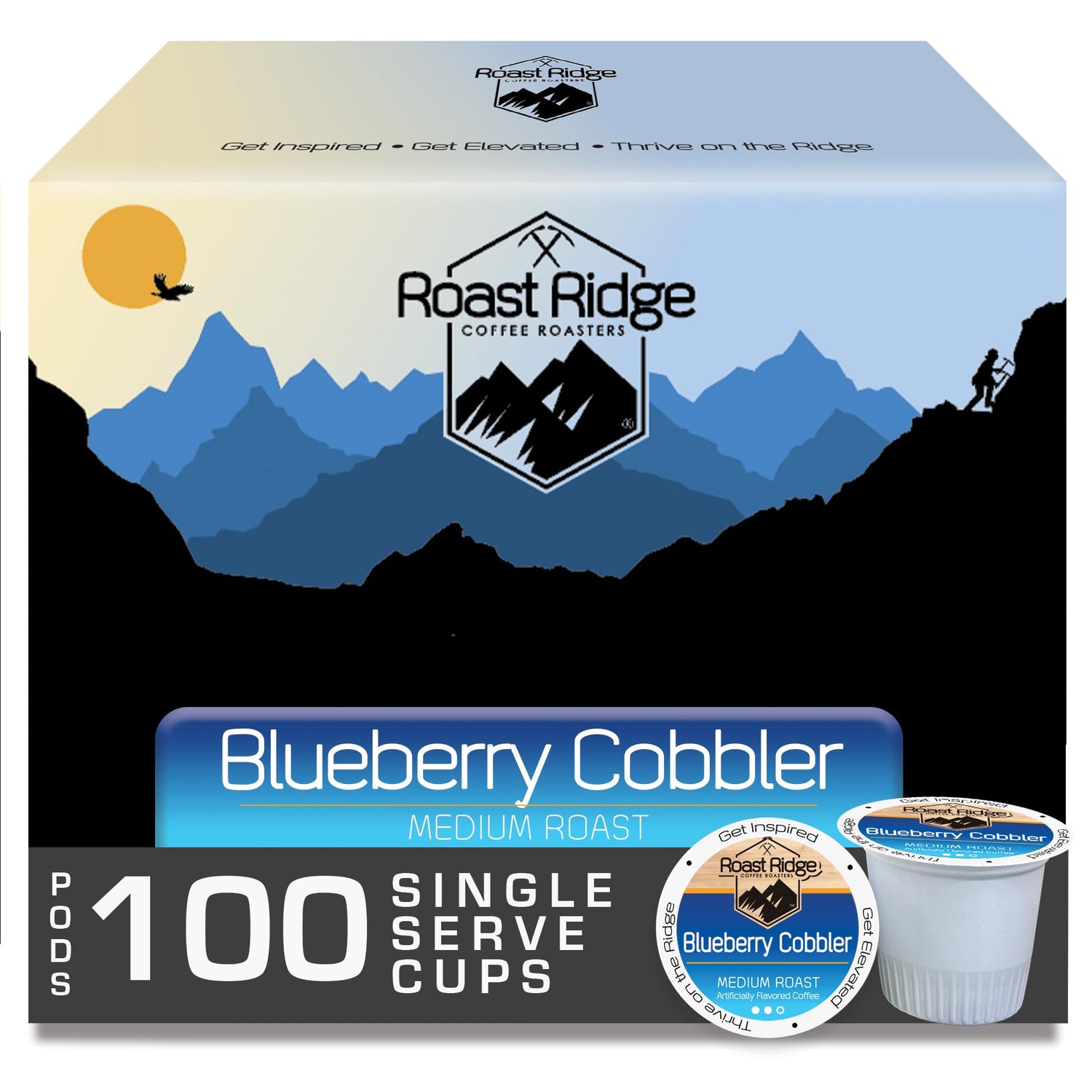 Roast Ridge Blueberry Cobbler pod ready for brewing; convenient flavor infusion