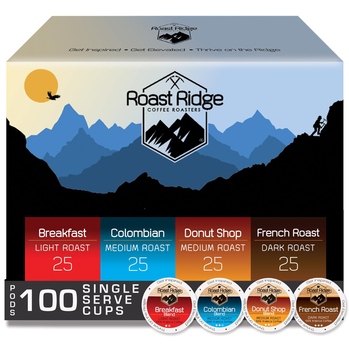 Roast Ridge Breakfast Blend K-Cup pod for a crisp, nutty morning with milk chocolate notes