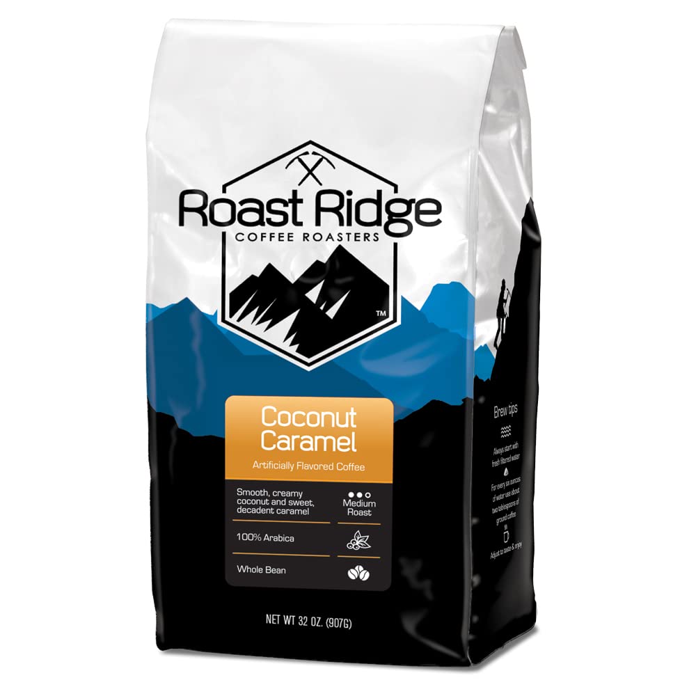 Roast Ridge coconut caramel 2 lb bag of whole beans ready for fresh grinding.