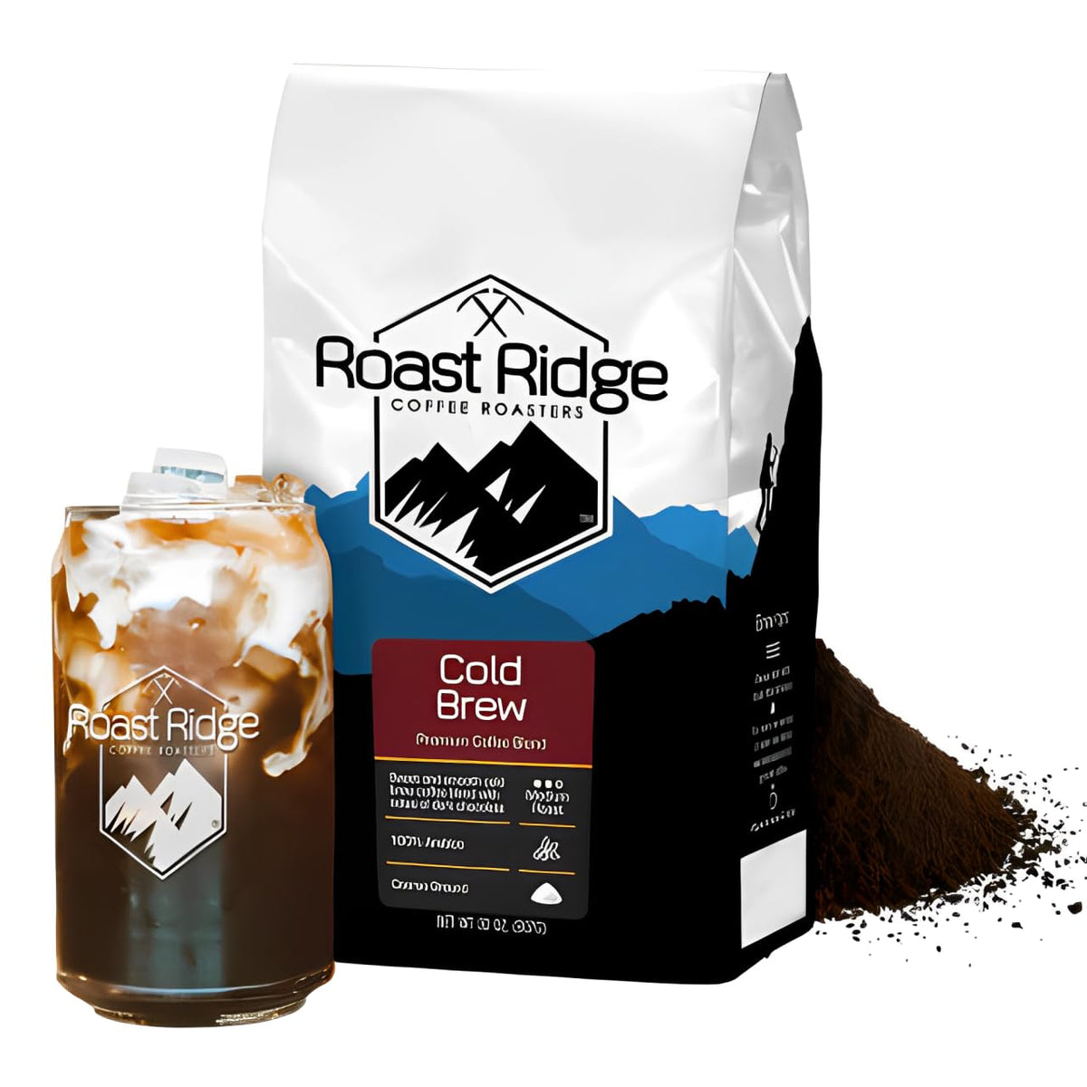 Roast Ridge ground cold brew coffee bag ready for smooth iced coffee.