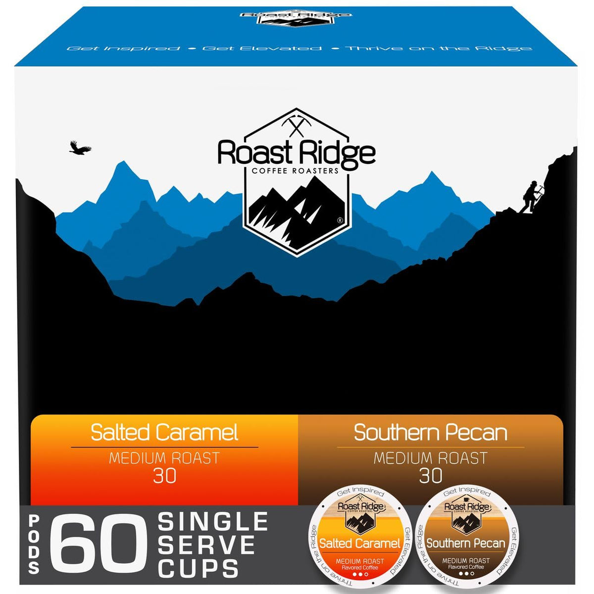Roast Ridge Salted Caramel K-Cup pod, rich aroma and indulgent flavor, great for cozy mornings.