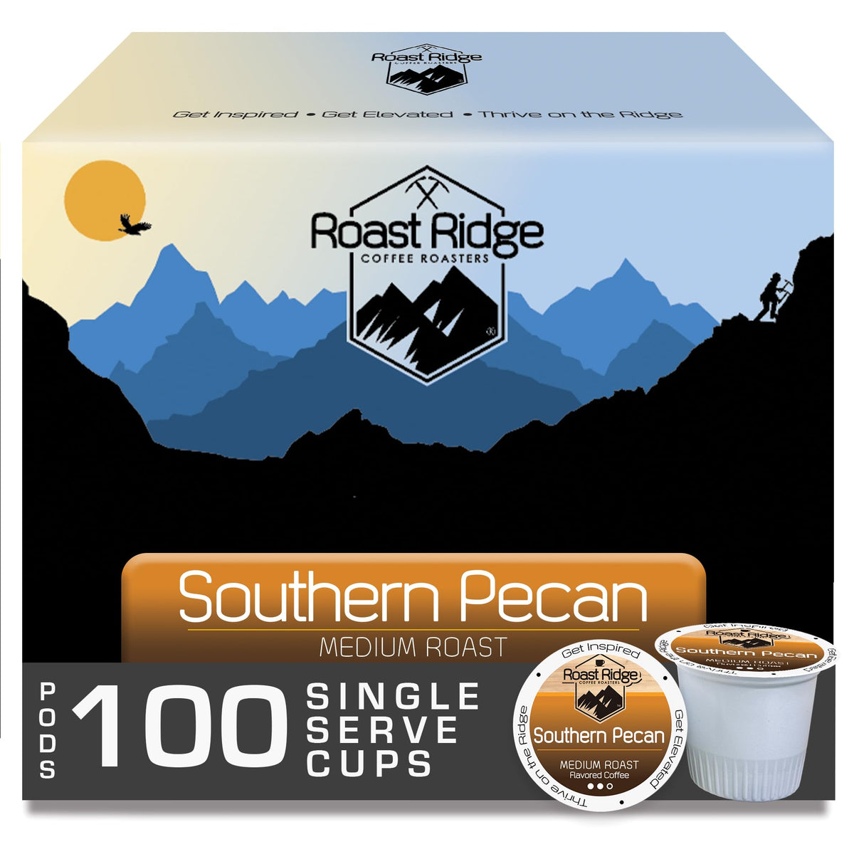 Roast Ridge Southern Pecan pods ready for Keurig brewing, convenient single-serve mornings.