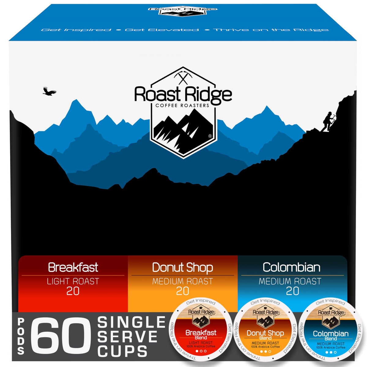 Roast Ridge variety-pack K-Cup pods for Keurig, convenient caffeine boost for quick mornings.