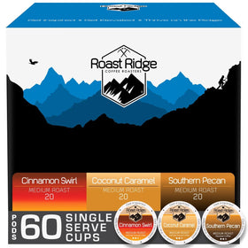 Roast Ridge variety-pack box with three flavored K-Cup pods