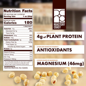 Roastery Coast hazelnuts close-up showing golden toasted kernels.
