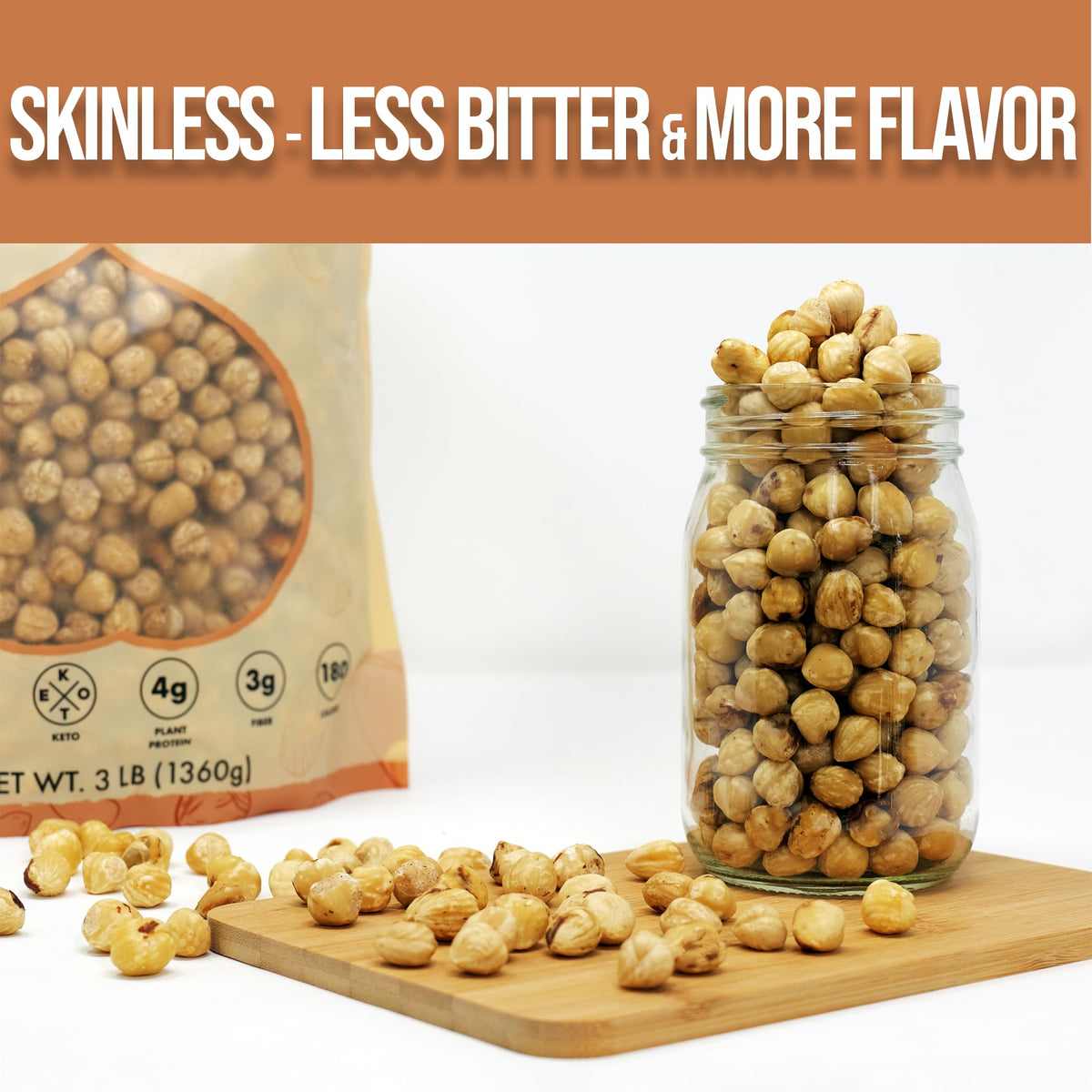 Roastery Coast hazelnuts in serving bowl, snackable and convenient.